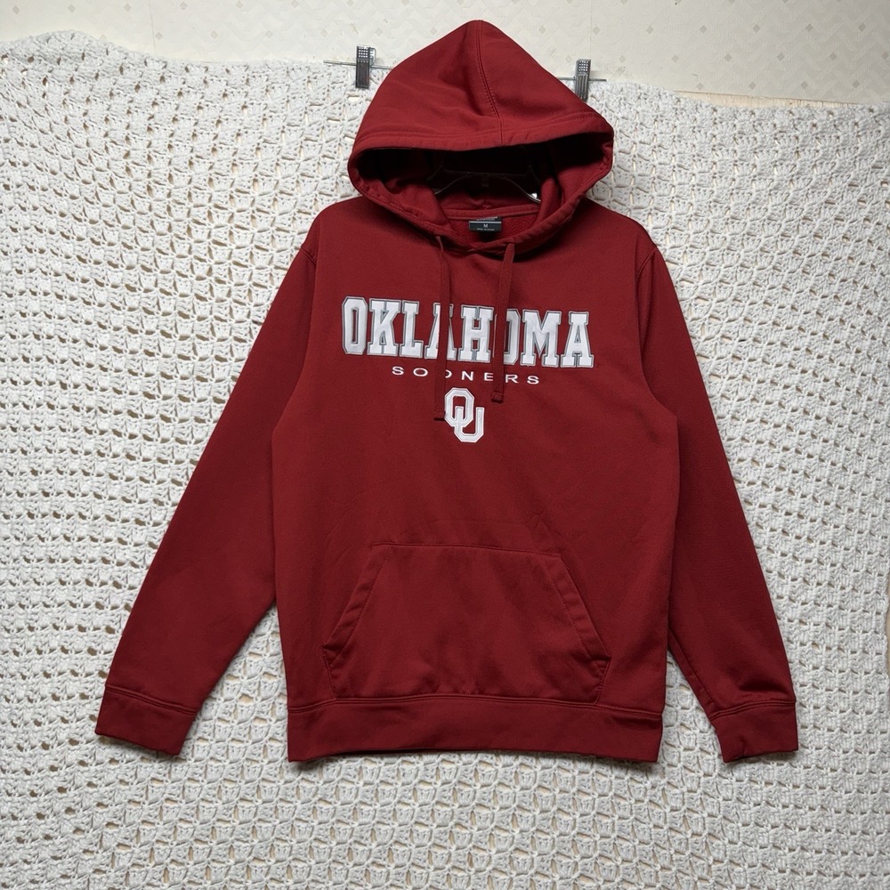 OU Oklahoma Sooners Footbal Hoodie Sweatshirt Sz M Red Colosseum